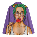 Punk Girl And Lollipop Print Men's Blazer