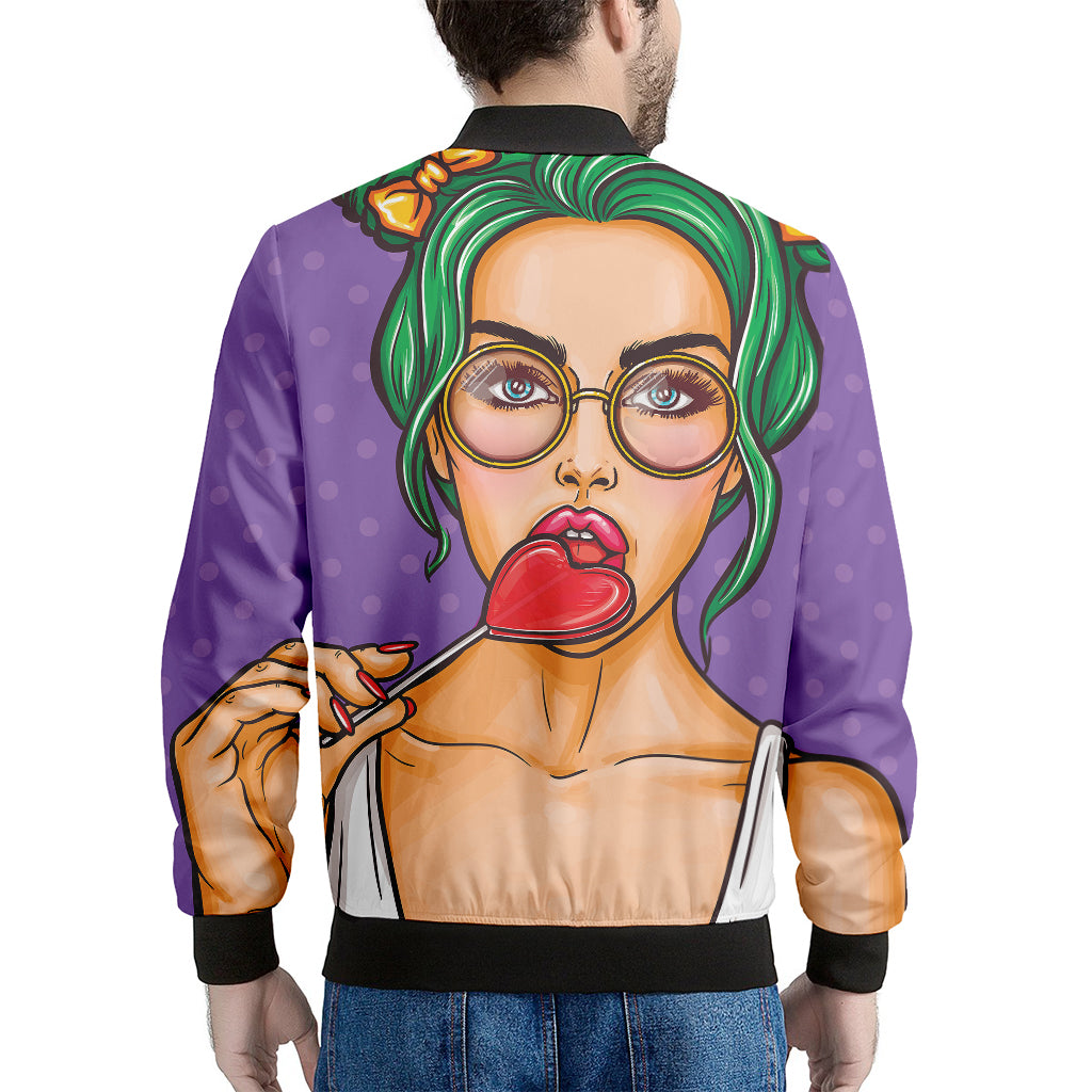 Punk Girl And Lollipop Print Men's Bomber Jacket