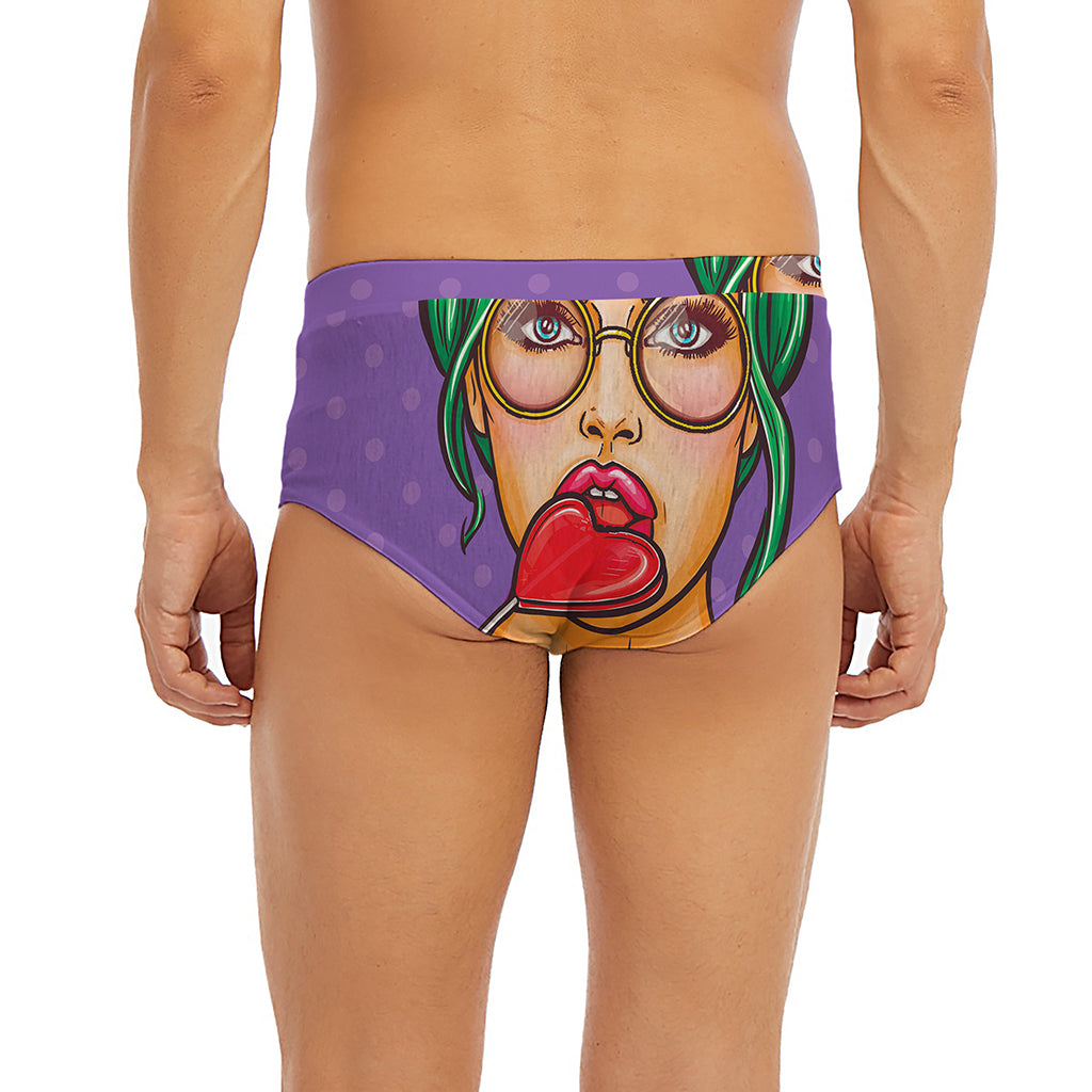 Punk Girl And Lollipop Print Men's Briefs