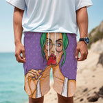 Punk Girl And Lollipop Print Men's Cargo Shorts