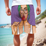 Punk Girl And Lollipop Print Men's Cargo Shorts