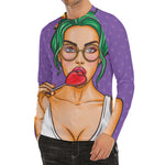 Punk Girl And Lollipop Print Men's Long Sleeve Rash Guard