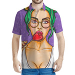 Punk Girl And Lollipop Print Men's Polo Shirt