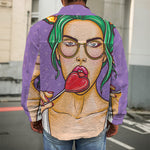 Punk Girl And Lollipop Print Men's Shirt Jacket