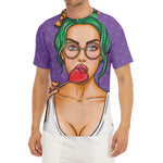 Punk Girl And Lollipop Print Men's Short Sleeve Rash Guard