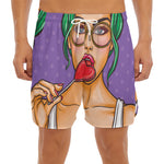 Punk Girl And Lollipop Print Men's Split Running Shorts