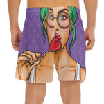 Punk Girl And Lollipop Print Men's Split Running Shorts