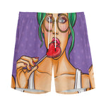 Punk Girl And Lollipop Print Men's Sports Shorts