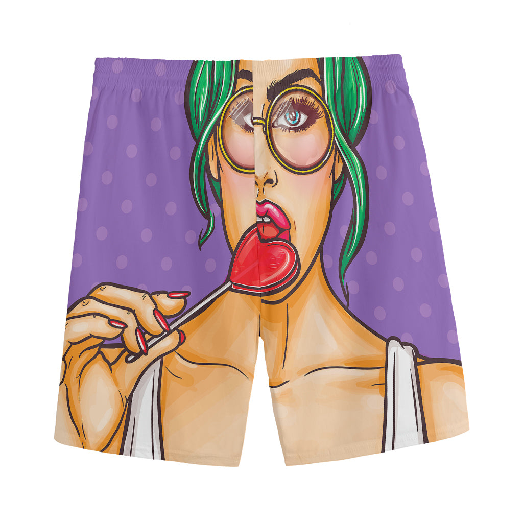 Punk Girl And Lollipop Print Men's Sports Shorts