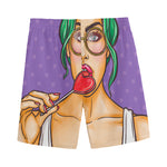 Punk Girl And Lollipop Print Men's Sports Shorts
