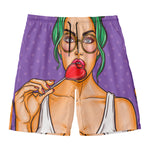 Punk Girl And Lollipop Print Men's Swim Trunks