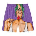 Punk Girl And Lollipop Print Men's Swim Trunks