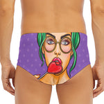 Punk Girl And Lollipop Print Men's Triangle Swim Briefs
