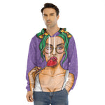Punk Girl And Lollipop Print Men's Velvet Pullover Hoodie