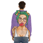 Punk Girl And Lollipop Print Men's Velvet Pullover Hoodie