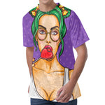 Punk Girl And Lollipop Print Men's Velvet T-Shirt