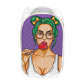 Punk Girl And Lollipop Print Mesh Laundry Hamper