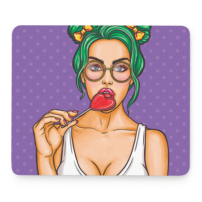 Punk Girl And Lollipop Print Mouse Pad