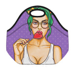 Punk Girl And Lollipop Print Neoprene Lunch Bag