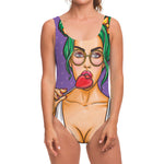 Punk Girl And Lollipop Print One Piece Swimsuit