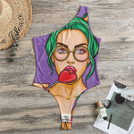 Punk Girl And Lollipop Print One Shoulder Bodysuit