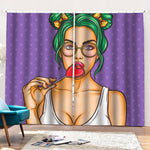 Punk Girl And Lollipop Print Pencil Pleat Curtains