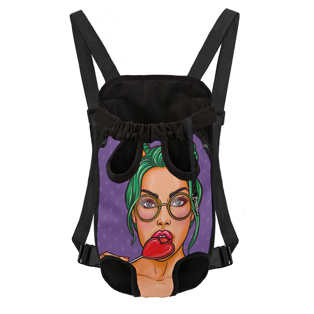Punk Girl And Lollipop Print Pet Carrier Backpack