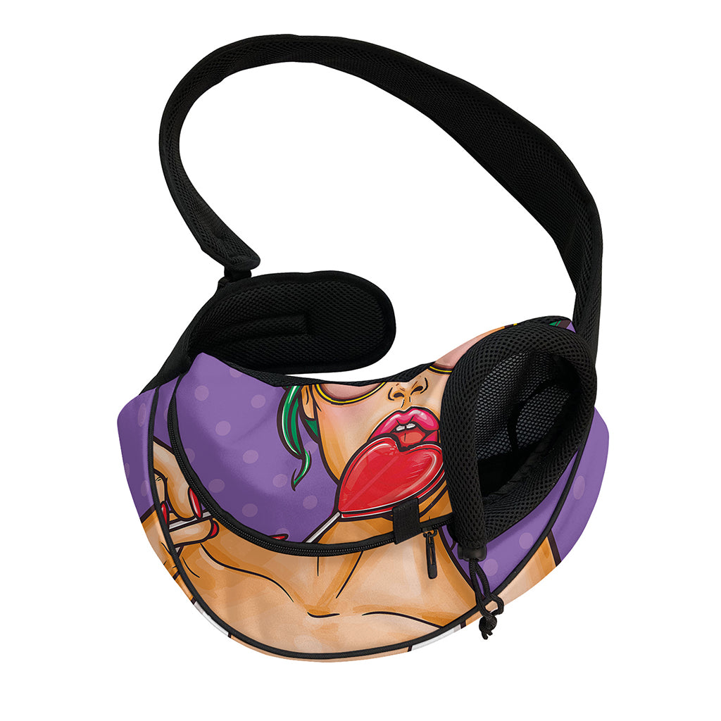 Punk Girl And Lollipop Print Pet Sling Carrier