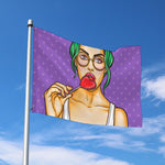 Punk Girl And Lollipop Print Polyester Flag