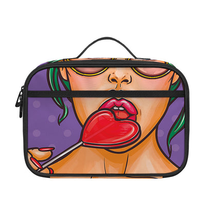 Punk Girl And Lollipop Print Portable Lunch Bag