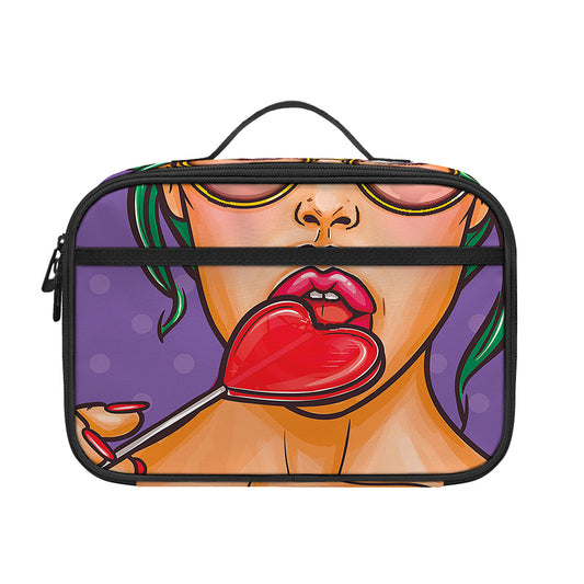 Punk Girl And Lollipop Print Portable Lunch Bag