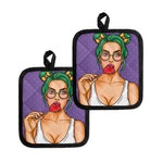 Punk Girl And Lollipop Print Pot Holders