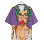 Punk Girl And Lollipop Print Rayon Hawaiian Shirt