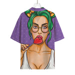 Punk Girl And Lollipop Print Rayon Hawaiian Shirt