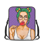 Punk Girl And Lollipop Print Rectangular Crossbody Bag