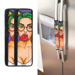 Punk Girl And Lollipop Print Refrigerator Handle Covers