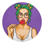 Punk Girl And Lollipop Print Round Blanket