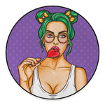 Punk Girl And Lollipop Print Round Floor Mat