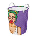 Punk Girl And Lollipop Print Round Laundry Basket