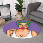 Punk Girl And Lollipop Print Round Rug