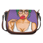 Punk Girl And Lollipop Print Saddle Bag