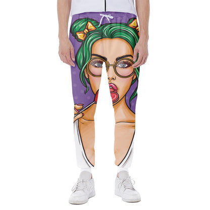 Punk Girl And Lollipop Print Scuba Joggers
