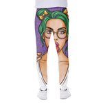 Punk Girl And Lollipop Print Scuba Joggers