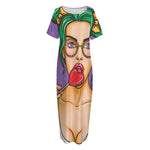 Punk Girl And Lollipop Print Short Sleeve Long Nightdress