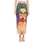 Punk Girl And Lollipop Print Side Slit Maxi Skirt