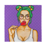 Punk Girl And Lollipop Print Silk Bandana