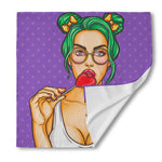 Punk Girl And Lollipop Print Silk Bandana