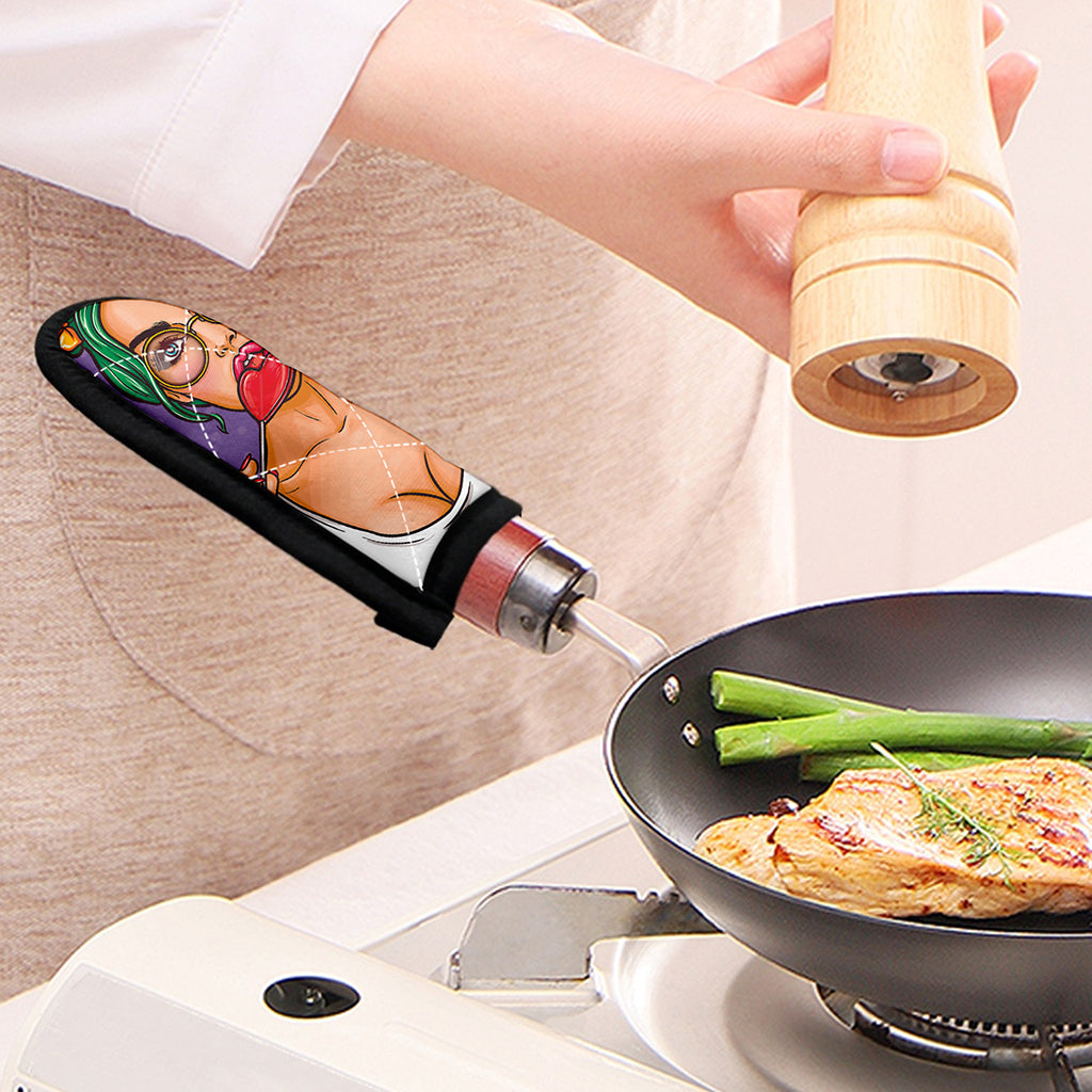 Punk Girl And Lollipop Print Skillet Handle Cover