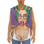 Punk Girl And Lollipop Print Sleeveless Baseball Jersey