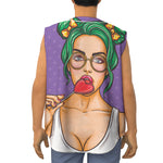 Punk Girl And Lollipop Print Sleeveless Baseball Jersey
